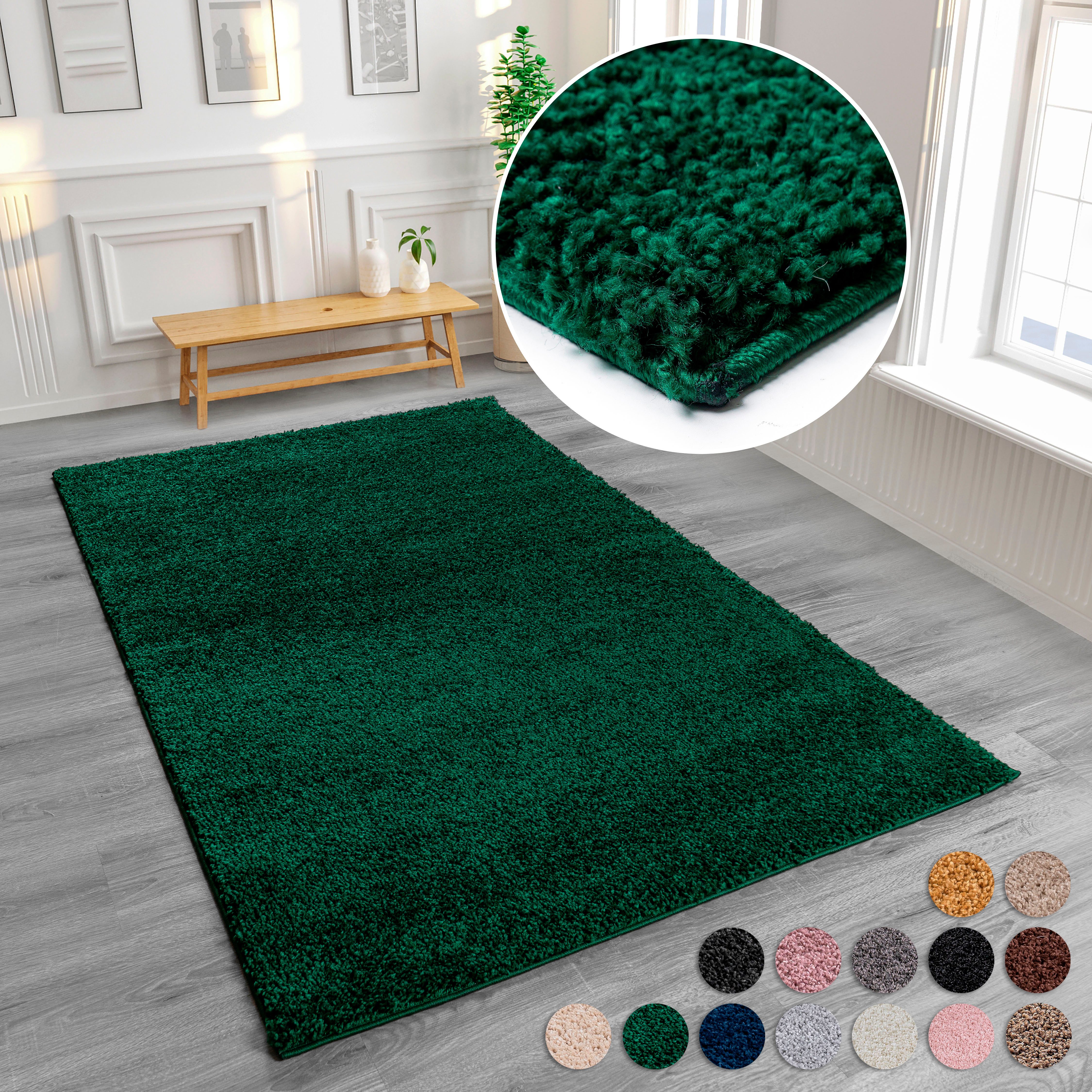 my home Hochflor-Teppich Viva, rechteckig, Höhe: günstig online kaufen