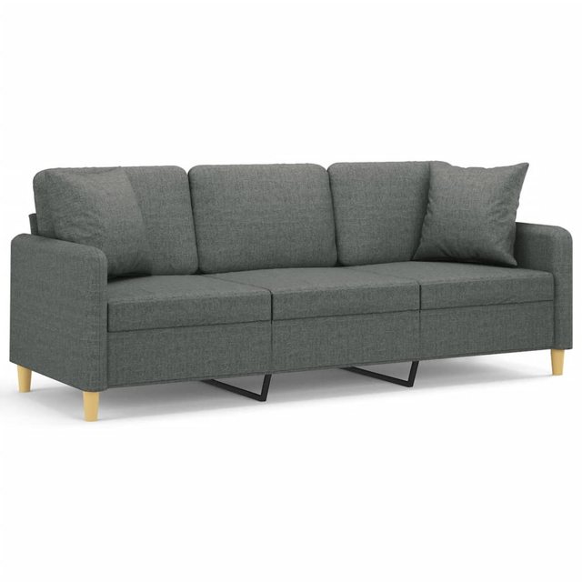 vidaXL Sofa 3-Sitzer-Sofa mit Zierkissen Dunkelgrau 180 cm Stoff günstig online kaufen