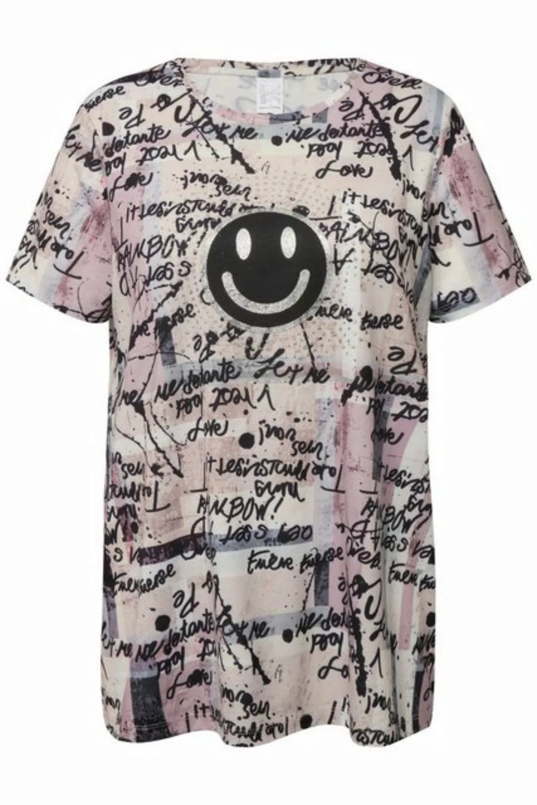 Angel of Style Rundhalsshirt T-Shirt oversized Scribble-Muster Smiley Rundh günstig online kaufen