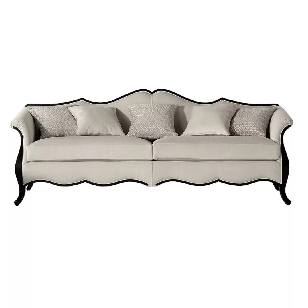 Luxus Dreisitzer Couch in Beige und Schwarz klassischen Stil günstig online kaufen