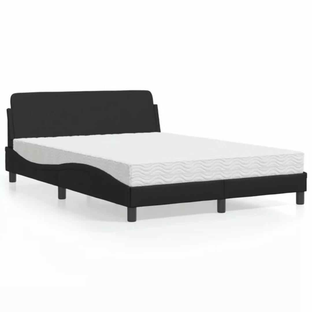 vidaXL Bett Bett mit Matratze Schwarz 140x190 cm Kunstleder günstig online kaufen