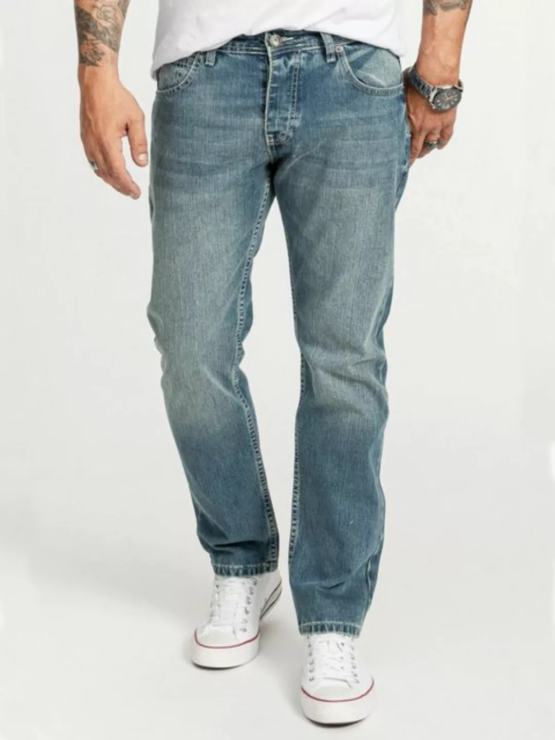 Rock Creek Regular-fit-Jeans Herren Jeans Stonewashed Hellblau RC-2403 günstig online kaufen