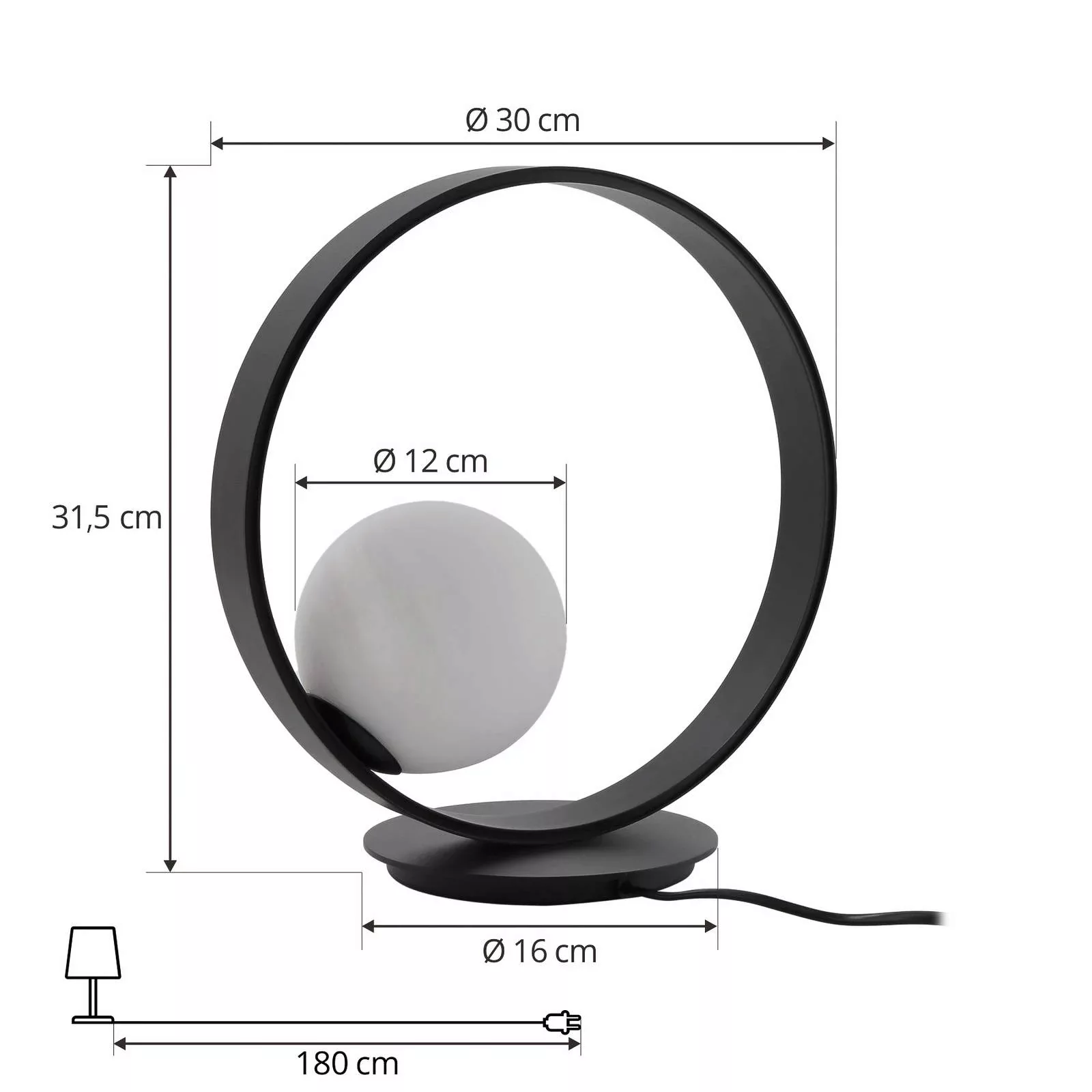 Lucande Luneo LED-Tischleuchte, ringförmig, schwarz/opal günstig online kaufen