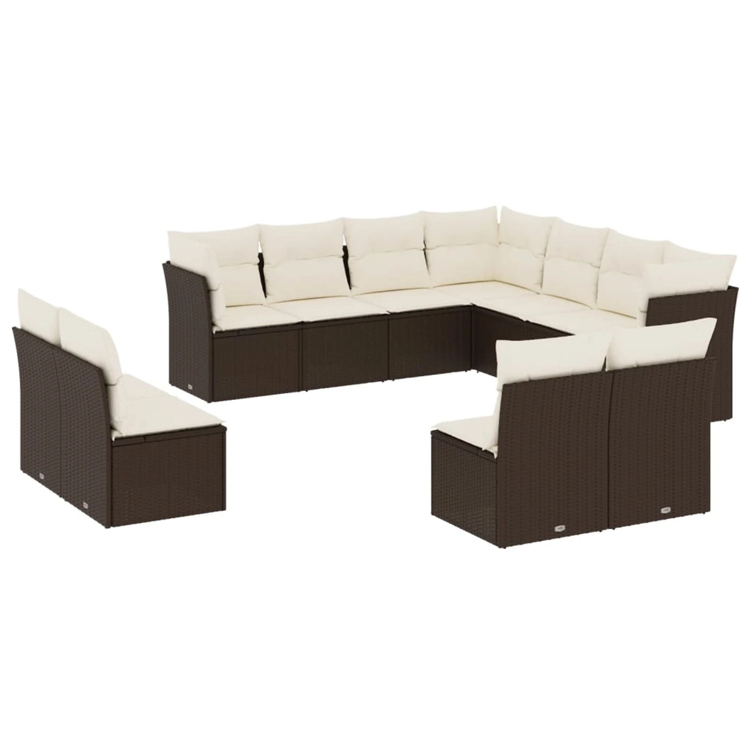 vidaXL 11-Tlg Garten-Sofagarnitur mit Kissen Braun Poly Rattan 3249662 günstig online kaufen