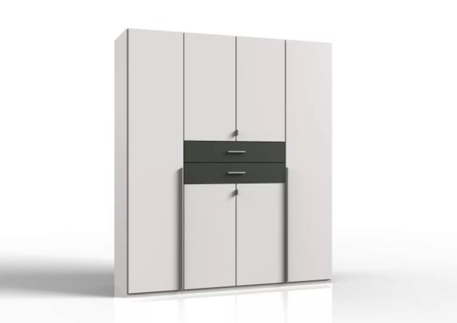 Kleiderschrank 180 cm breit mit Schubladen DENVER Weiß Grau günstig online kaufen