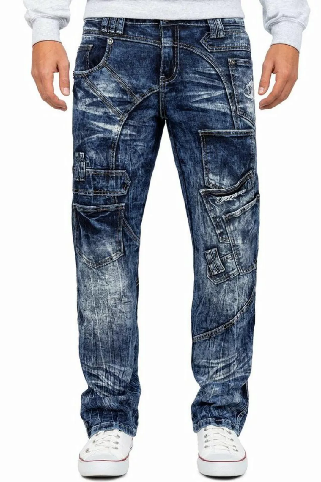 Kosmo Lupo 5-Pocket-Jeans Auffällige Herren Hose BA-KM070 Blau W32/L32 (1-t günstig online kaufen