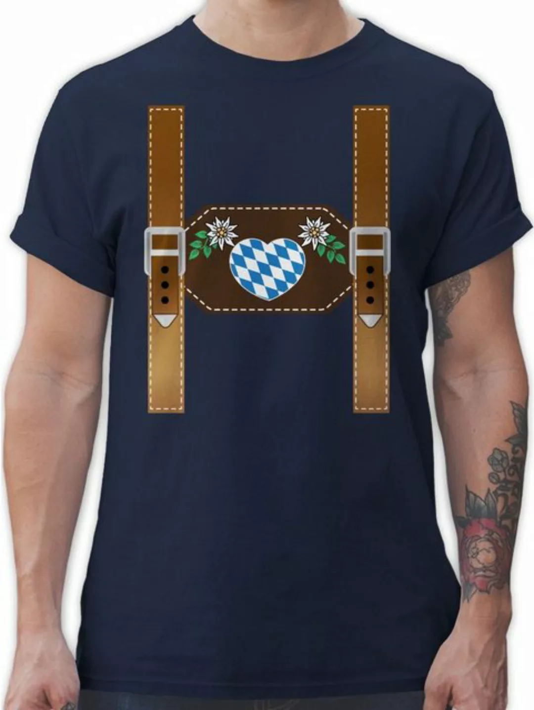 Shirtracer T-Shirt Lederhose - Herz Bayern Mode für Oktoberfest Herren günstig online kaufen