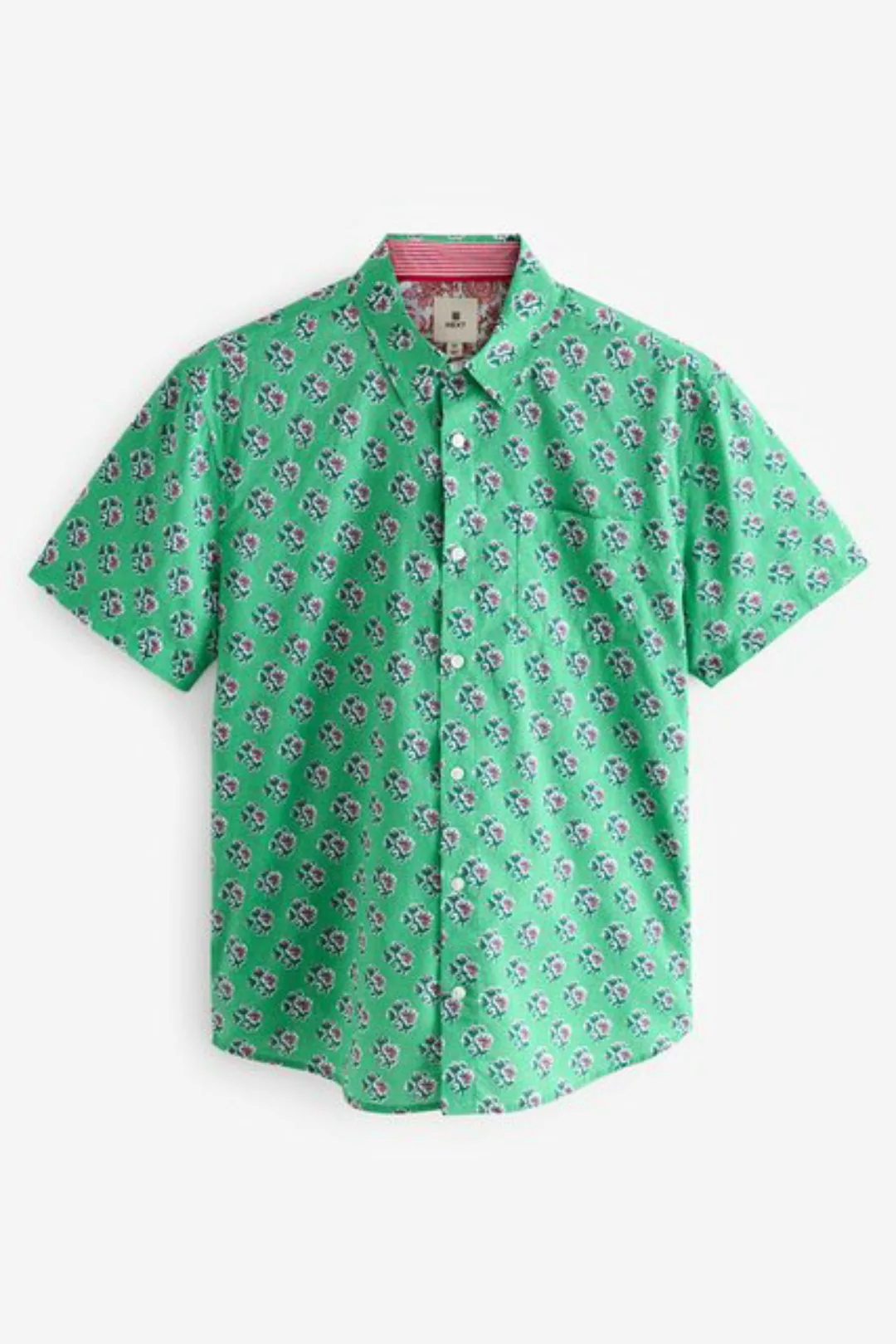 Next Kurzarmhemd Kurzärmeliges Hemd aus Leinengemisch mit Print (1-tlg) günstig online kaufen