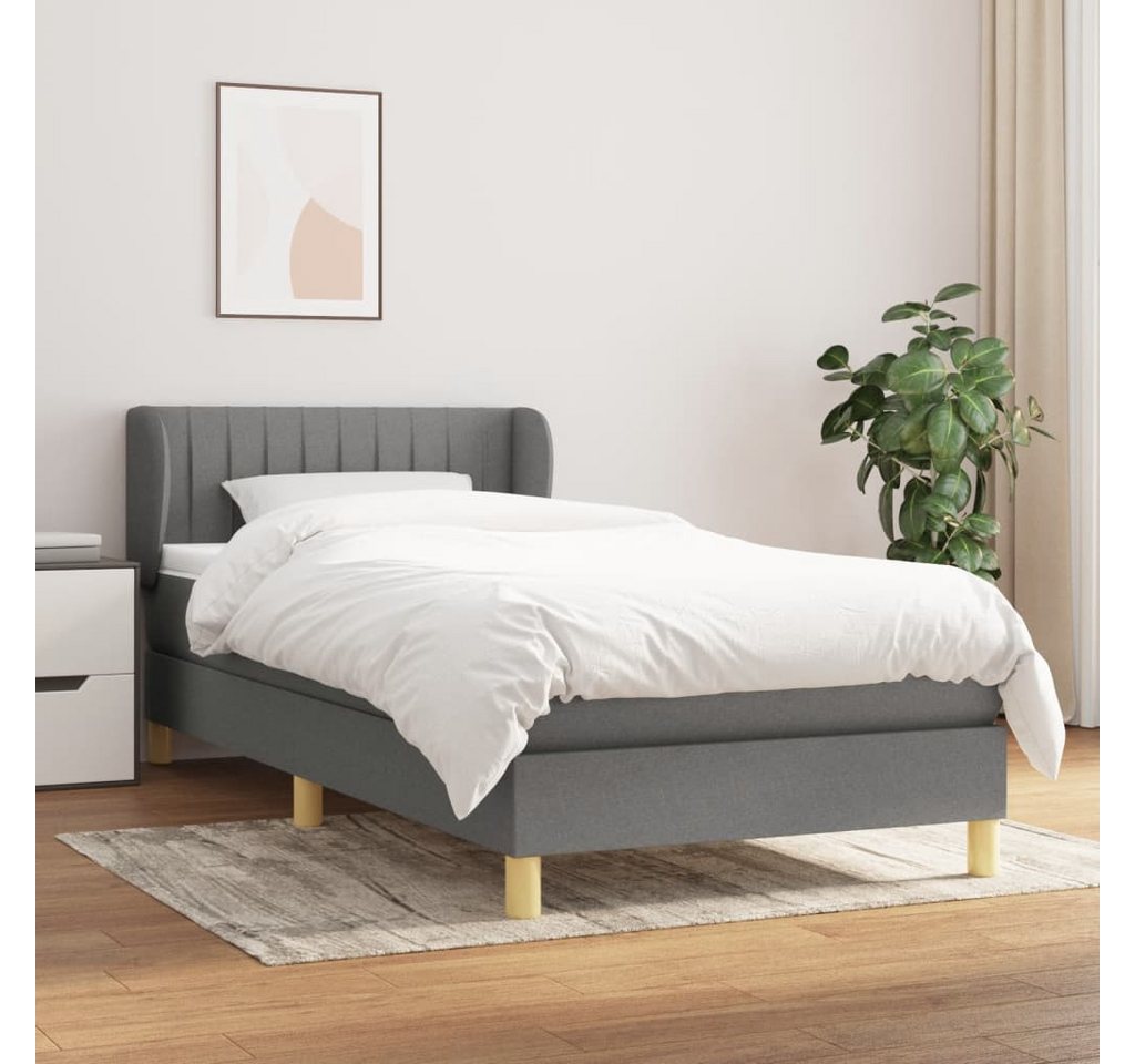 vidaXL Boxspringbett Boxspringbett mit Matratze Dunkelgrau 100x200 cm Stoff günstig online kaufen