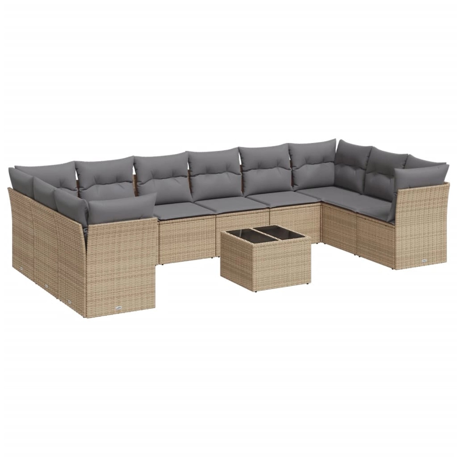 vidaXL 11-Tlg Garten-Sofagarnitur mit Kissen Beige Poly Rattan 3250048 günstig online kaufen