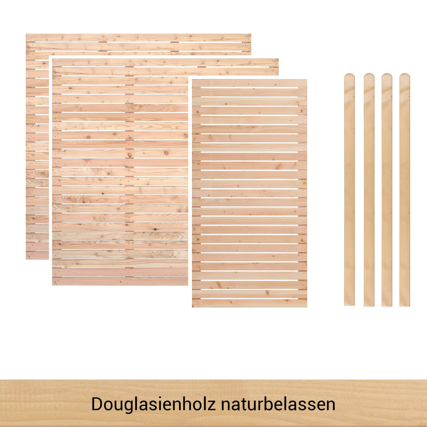 BM Massivholz Zaun "Kurt Set 2.1", 2 Elemente 180 x 180cm, 1 Element 90x180 günstig online kaufen