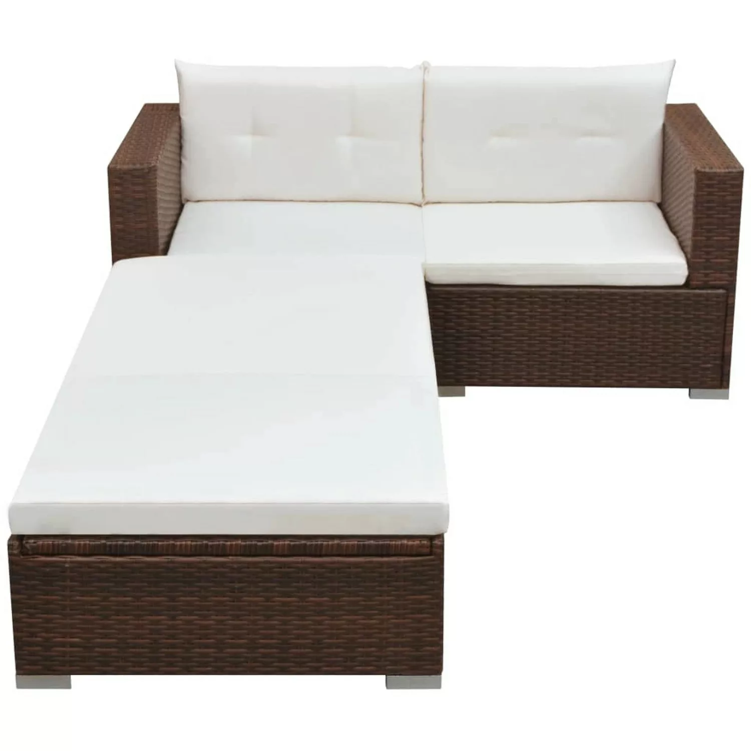 3-tlg. Garten-lounge-set Mit Auflagen Poly Rattan Braun günstig online kaufen