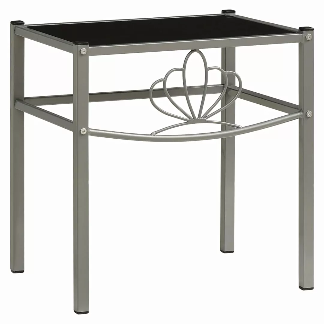 Nachttisch Grau Und Schwarz 42,5x33x44,5 Cm Metall Und Glas günstig online kaufen