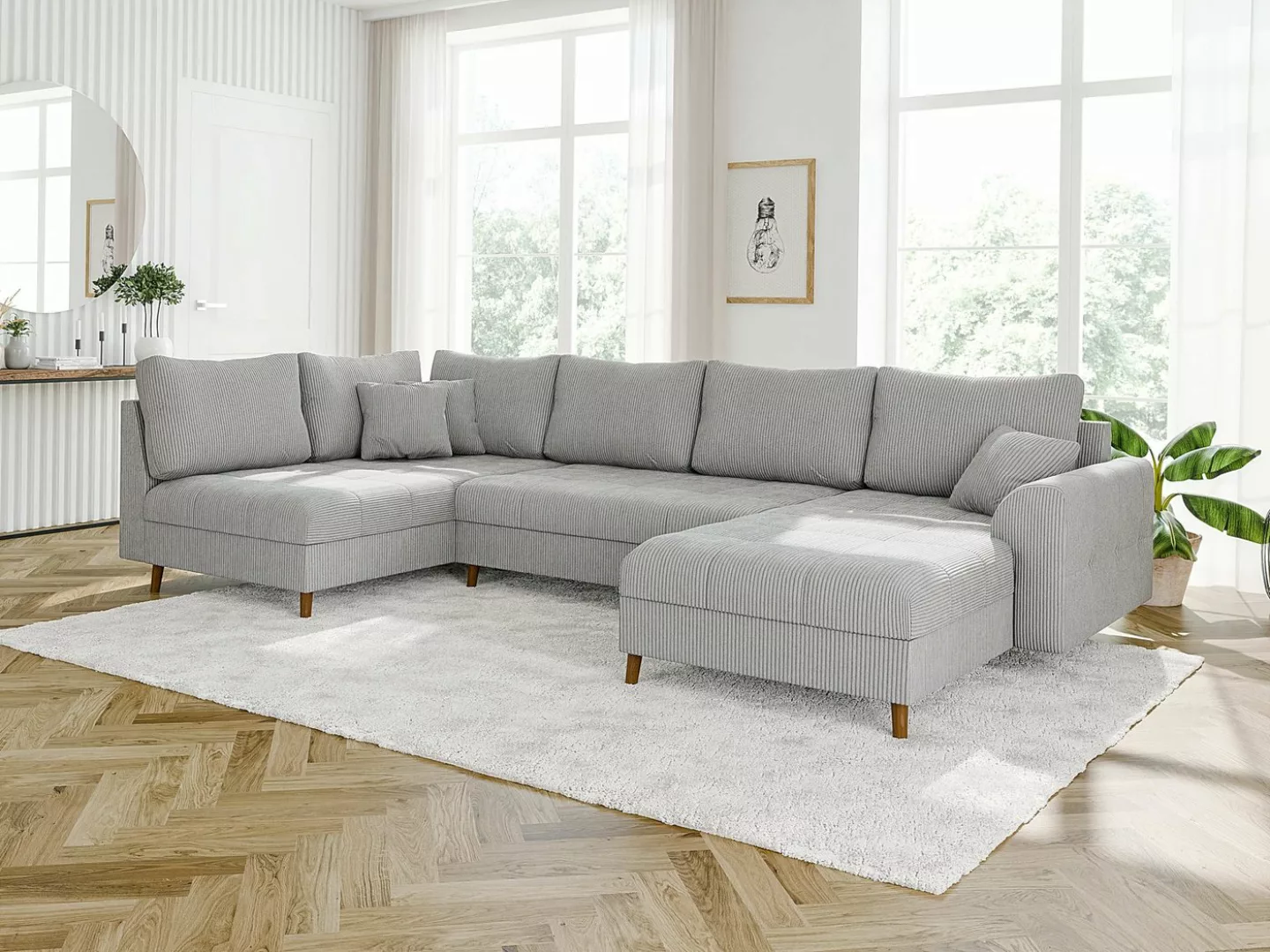 S-Style Möbel Wohnlandschaft Zara mit Braun Holzfüßen im skandinavischen St günstig online kaufen