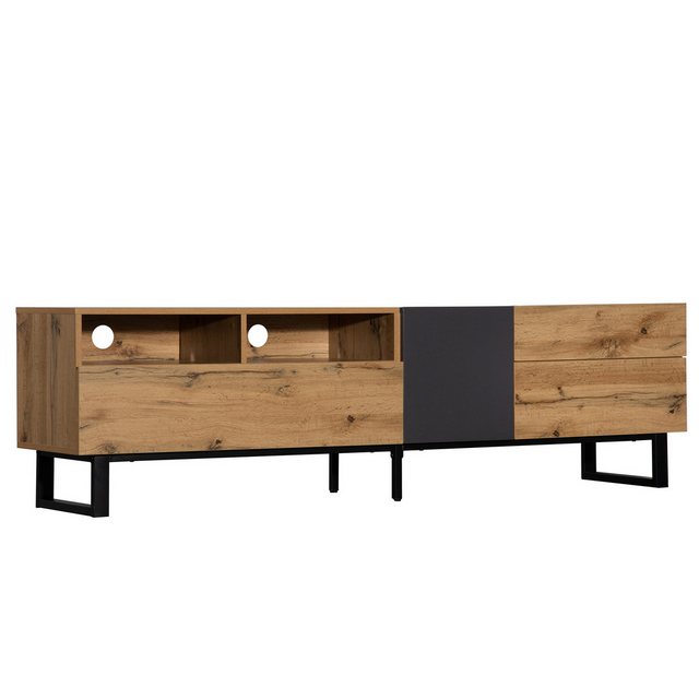 WISHDOR TV-Schrank mit Holzmaserung 180cm Moderner Colorblocking 180 x 50 x günstig online kaufen