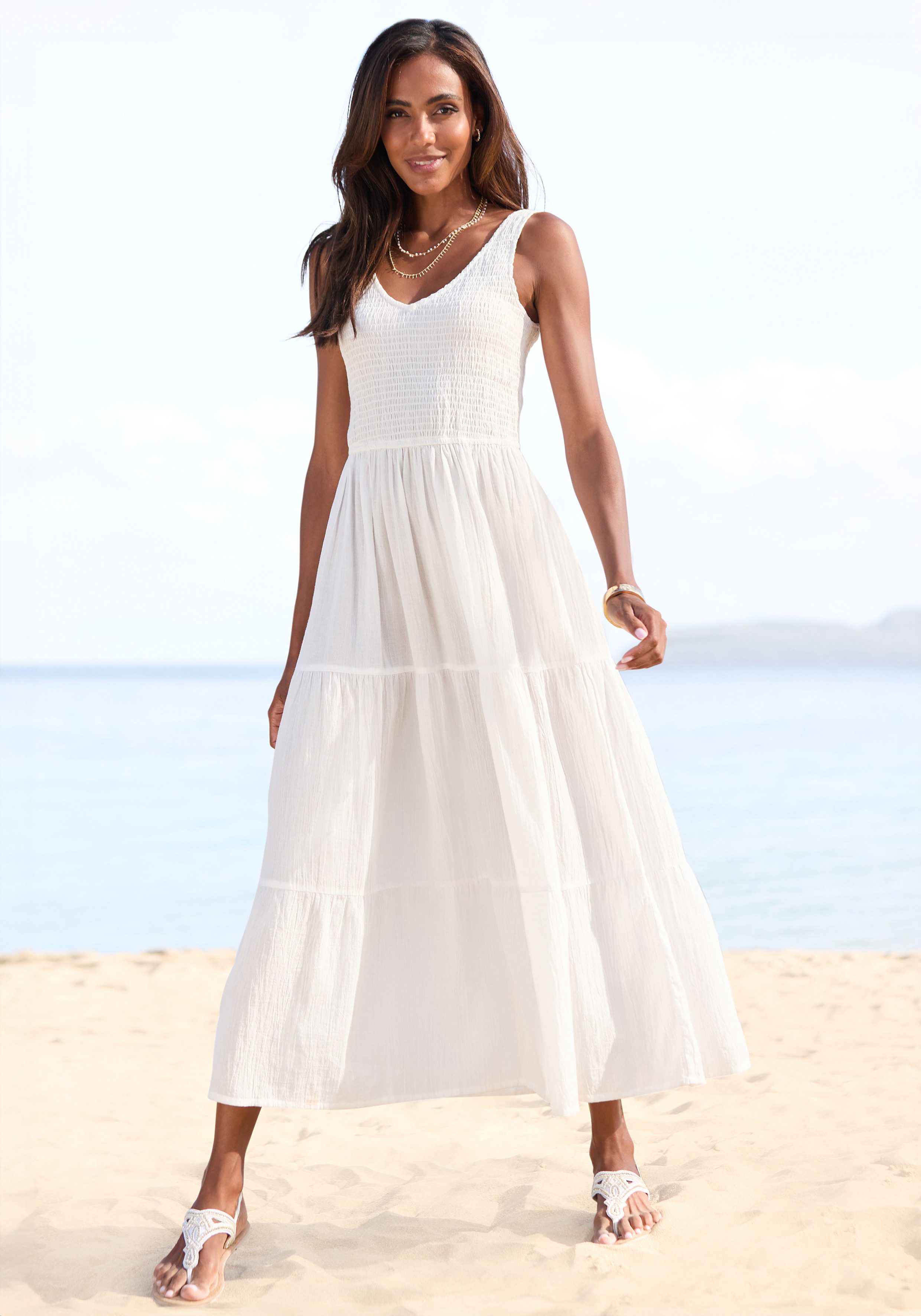 Beachtime Maxikleid aus gewebter Baumwolle, Sommerkleid günstig online kaufen