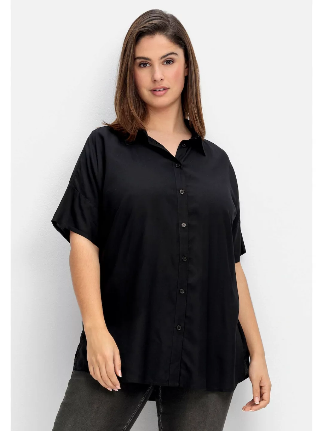 Sheego Hemdbluse "Große Größen", mit überschnittenen Schultern günstig online kaufen