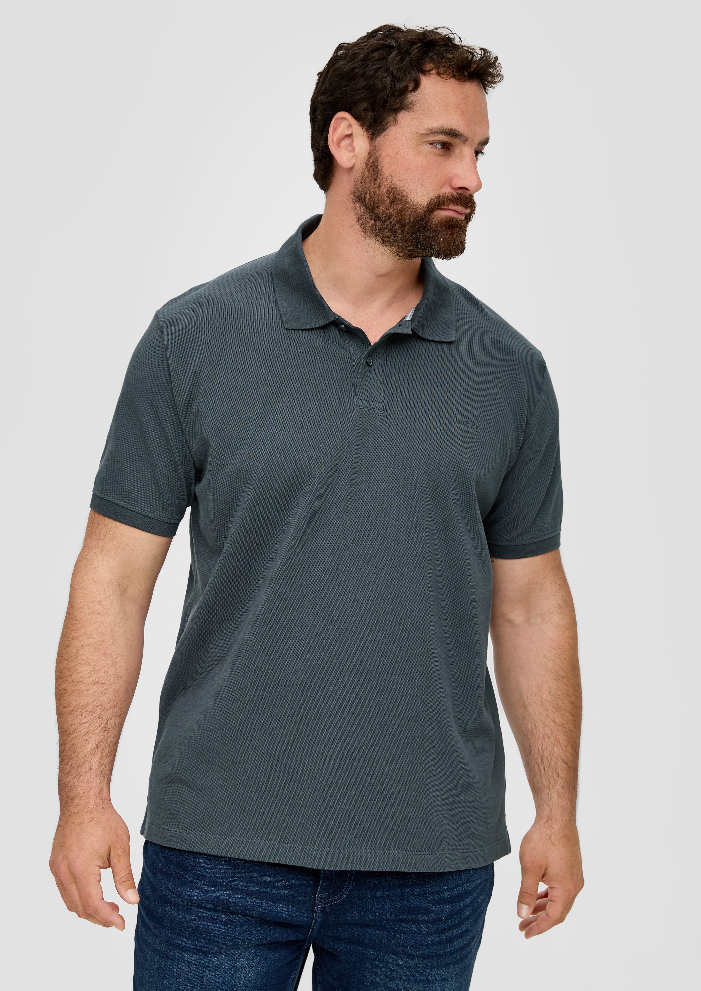 s.Oliver Kurzarmshirt Poloshirt aus Baumwollpiqué Stickerei günstig online kaufen