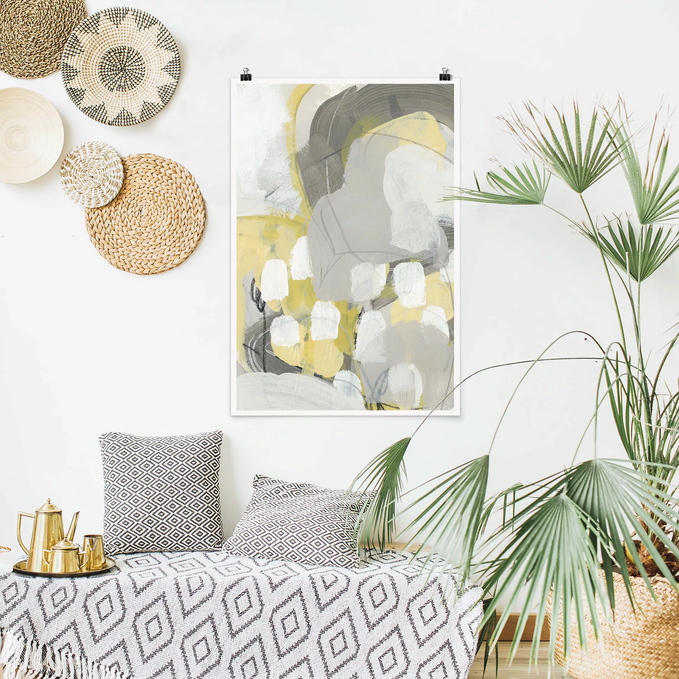 Poster Abstrakt - Hochformat Zitronen im Nebel II günstig online kaufen