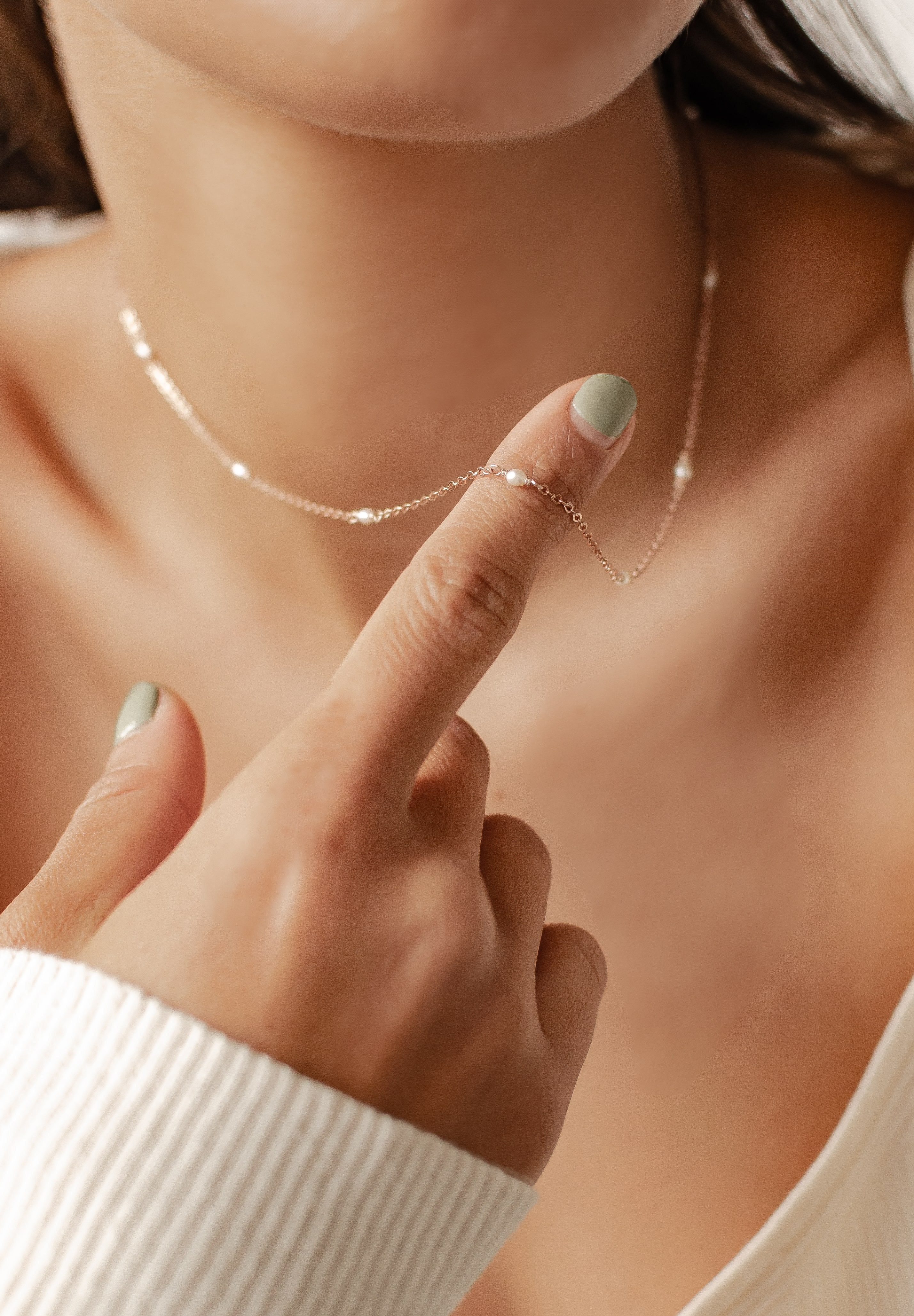Hey Happiness Charm-Kette Damen Feine Weiße günstig online kaufen