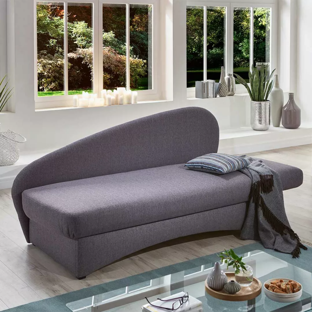 Ausklappbares Sofa in Grau und Rot gestreift Bettkasten günstig online kaufen