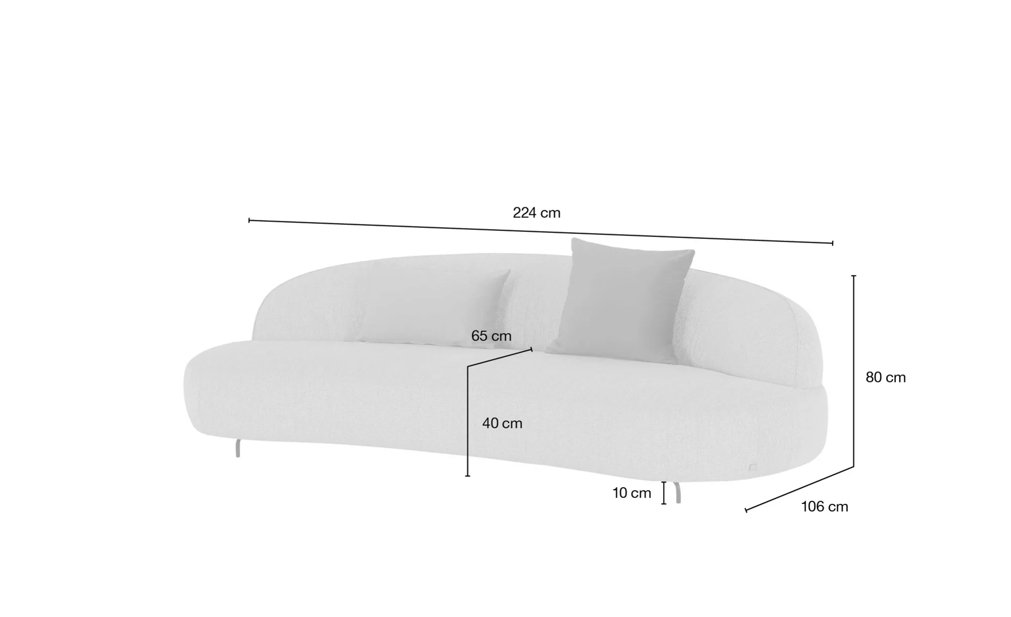 SOHO Sofa, 3-sitzig  Ariane ¦ grau ¦ Maße (cm): B: 224 H: 80 T: 106 Polster günstig online kaufen