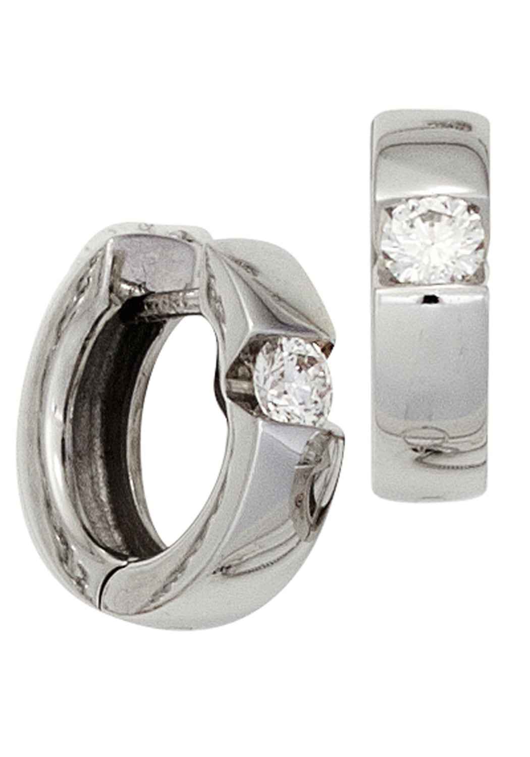 JOBO Paar Creolen "Ohrringe 13 mm mit Diamanten", 585 Weißgold günstig online kaufen