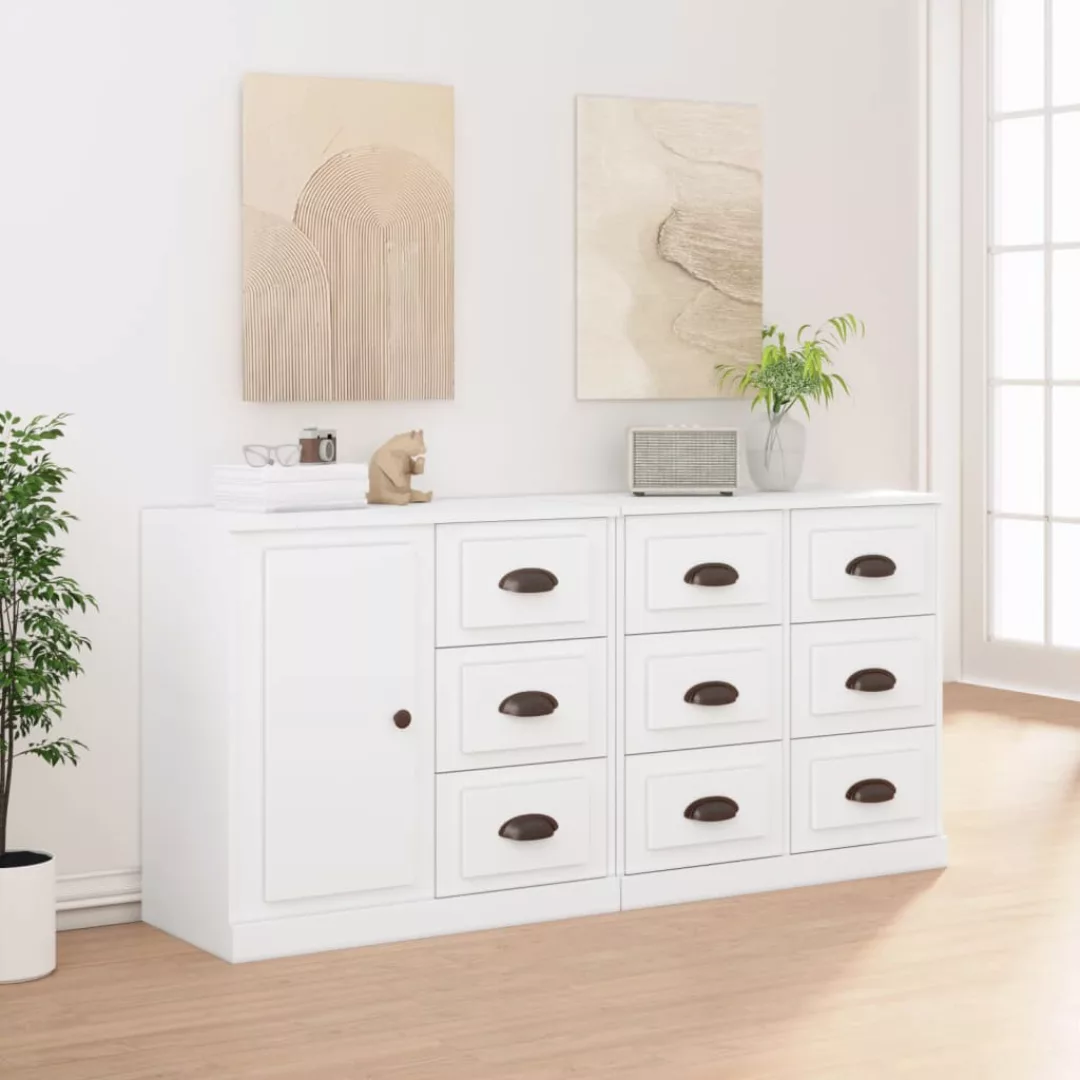 Vidaxl Sideboards 3 Stk. Weiß Holzwerkstoff günstig online kaufen