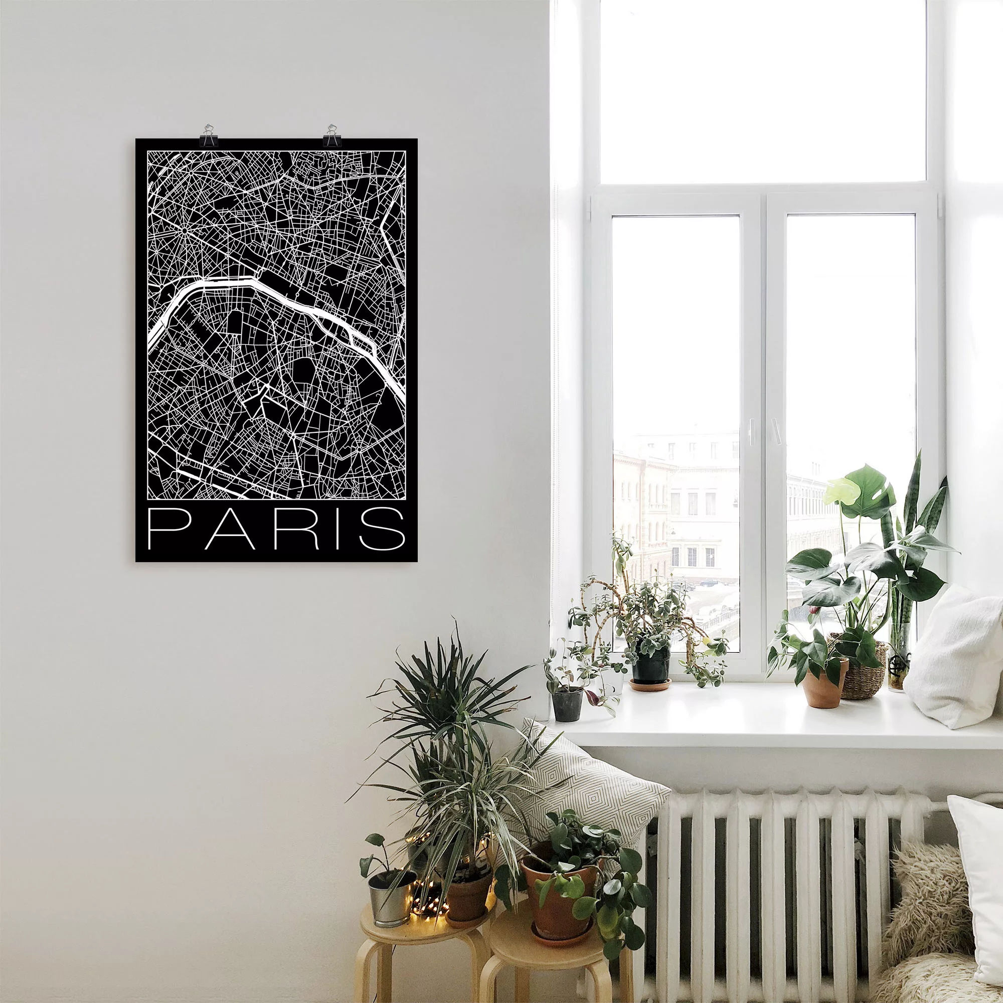 Artland Poster "Retro Karte Paris Frankreich Schwarz", Frankreich, (1 St.), günstig online kaufen