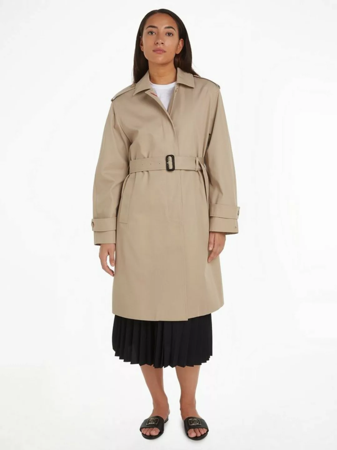 Tommy Hilfiger Trenchcoat COTTON SB BELTED COAT mit geknöpften Schulterträg günstig online kaufen