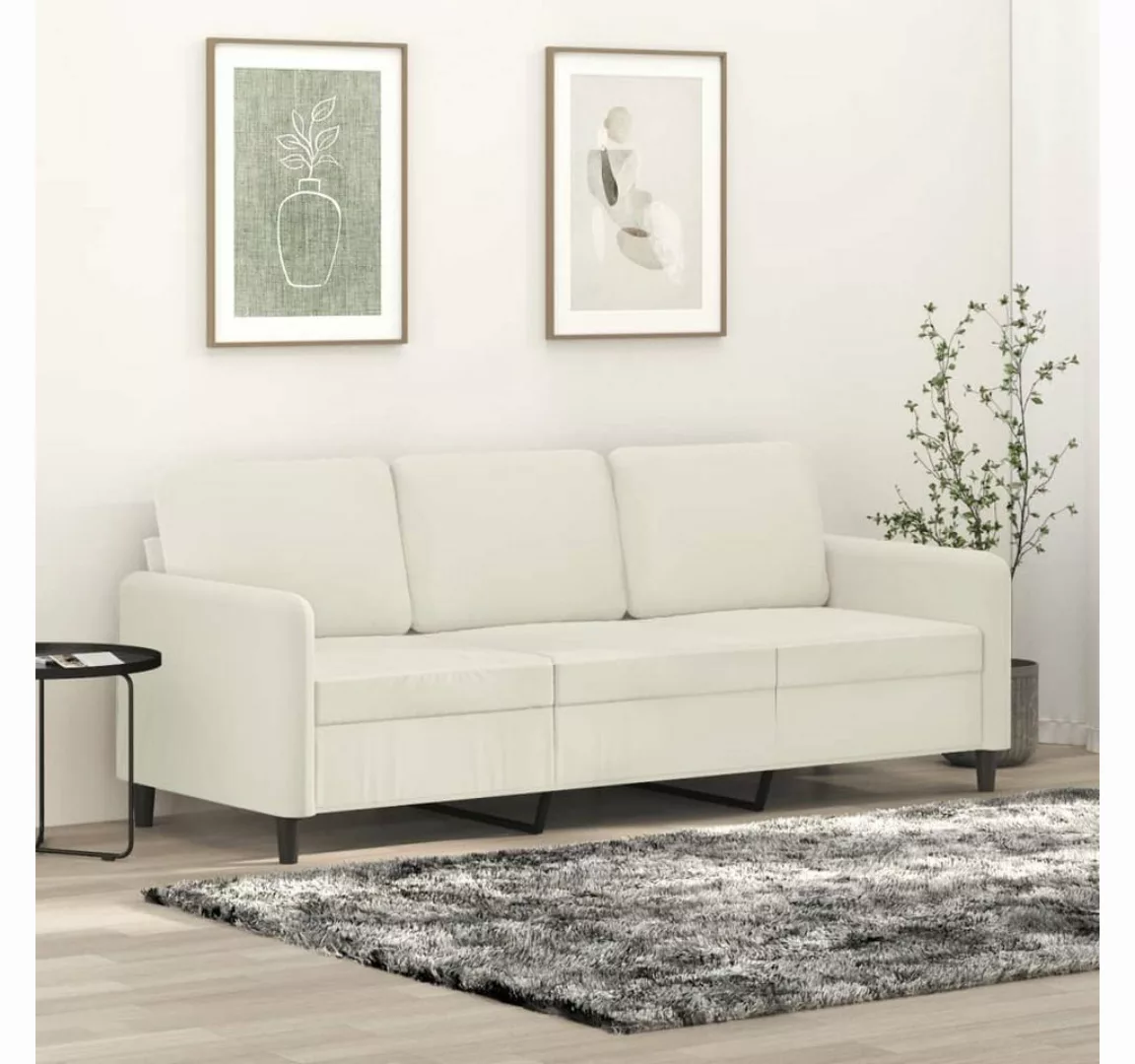 vidaXL Sofa, 3-Sitzer-Sofa Creme 180 cm Samt günstig online kaufen