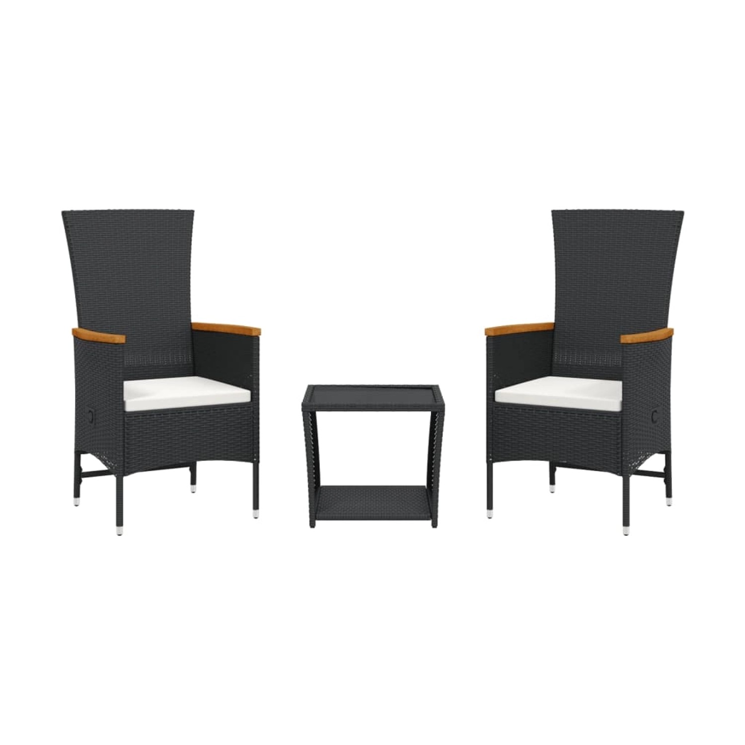vidaXL 3-Tlg Garten-Essgruppe mit Kissen Schwarz Poly Rattan 3277542 günstig online kaufen