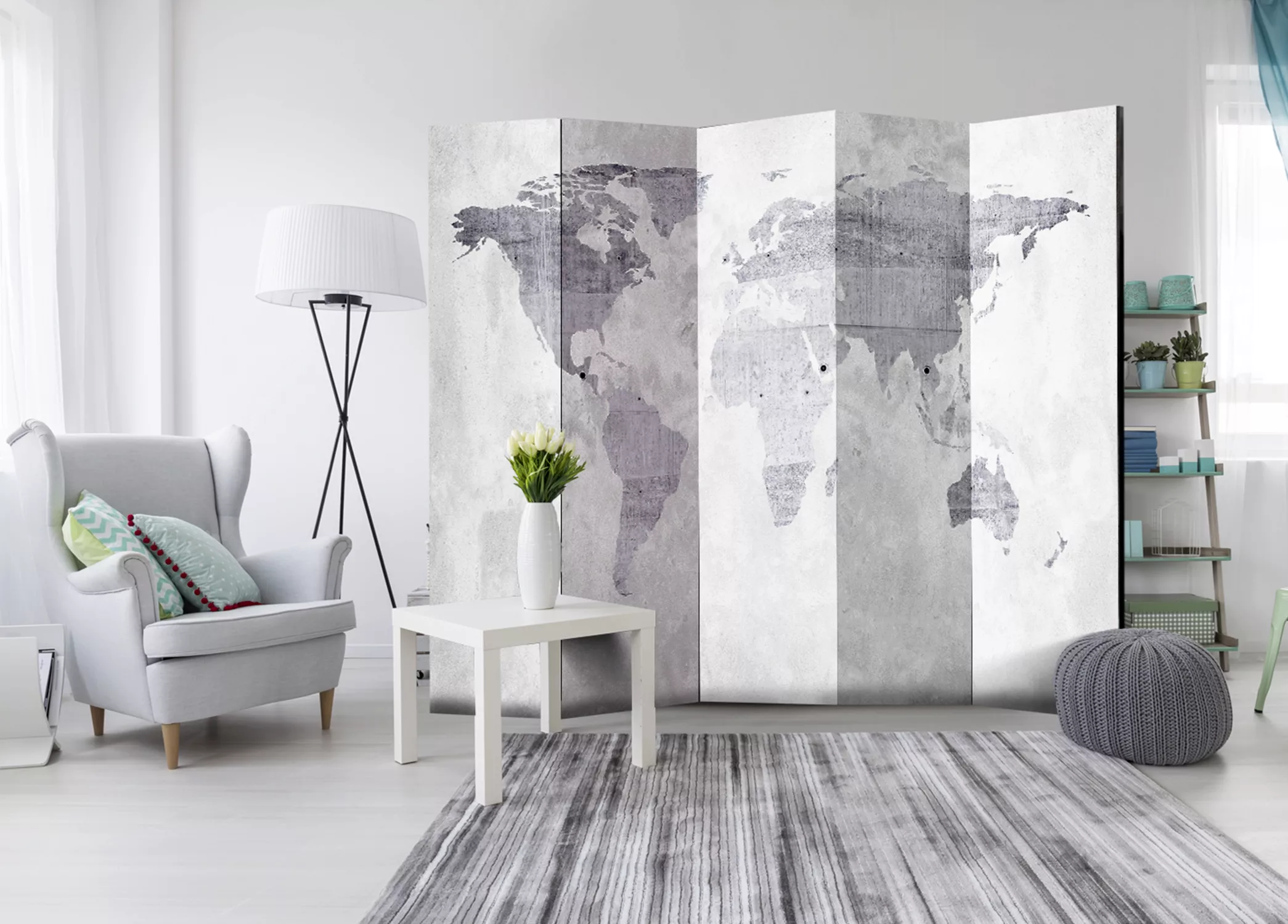 5-teiliges Paravent - Concrete Map [room Dividers] günstig online kaufen