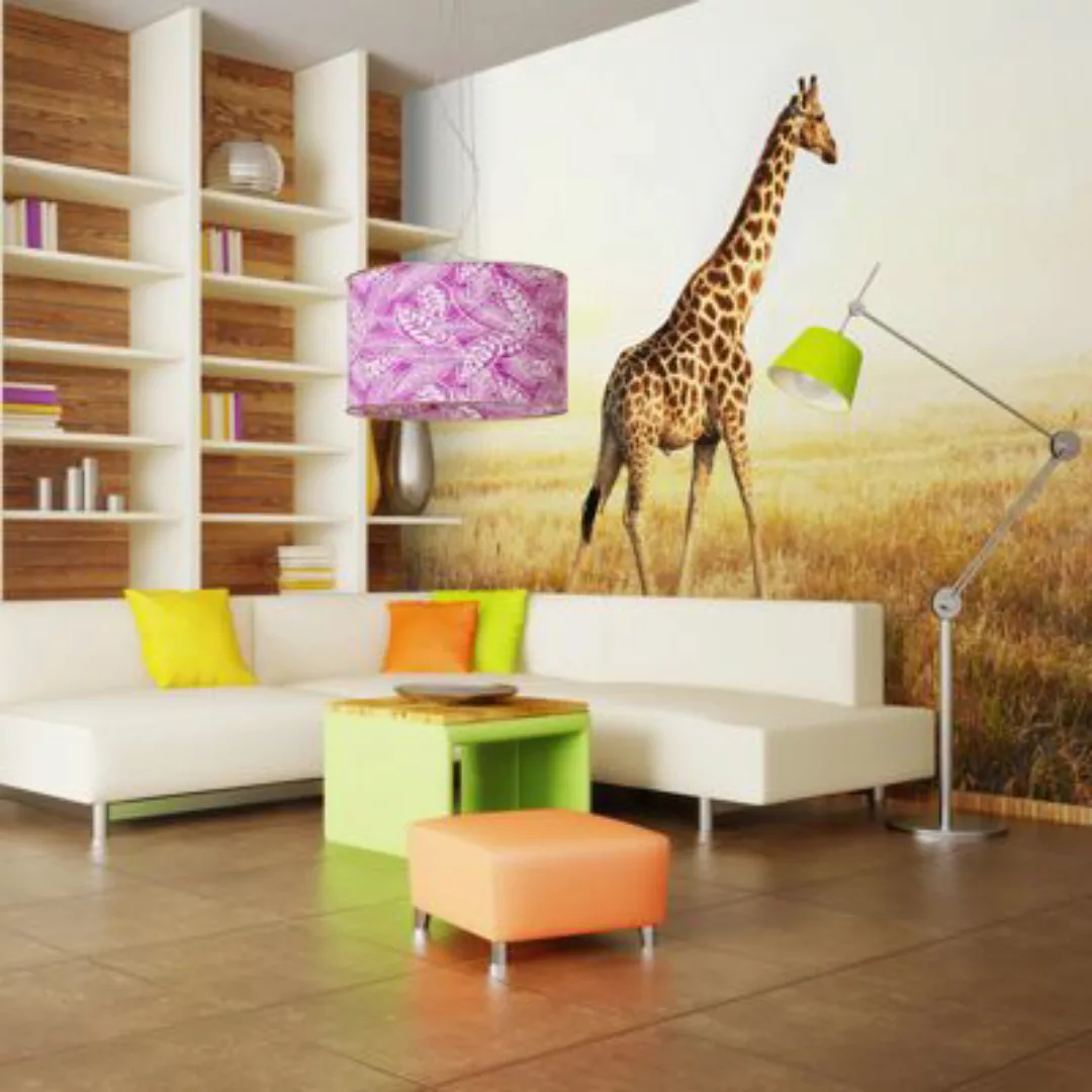 artgeist Fototapete Giraffe - Spaziergang sand Gr. 400 x 309 günstig online kaufen