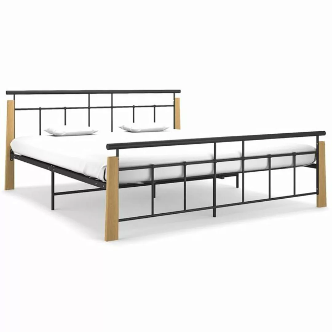 furnicato Bett Bettgestell Metall und Massivholz Eiche 180x200 cm günstig online kaufen