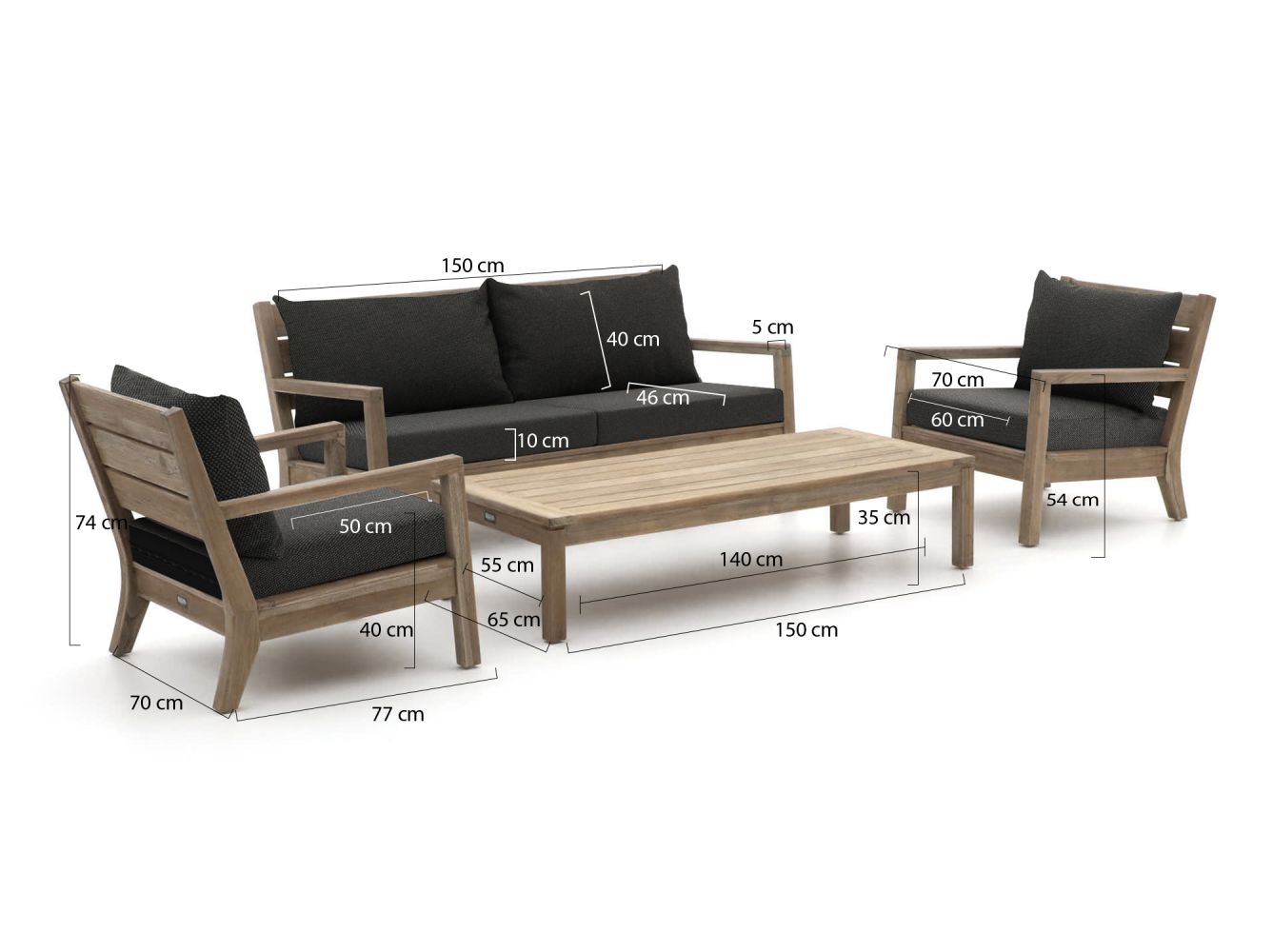 ROUGH Batang Sessel-Sofa Lounge-Set 4-teilig günstig online kaufen