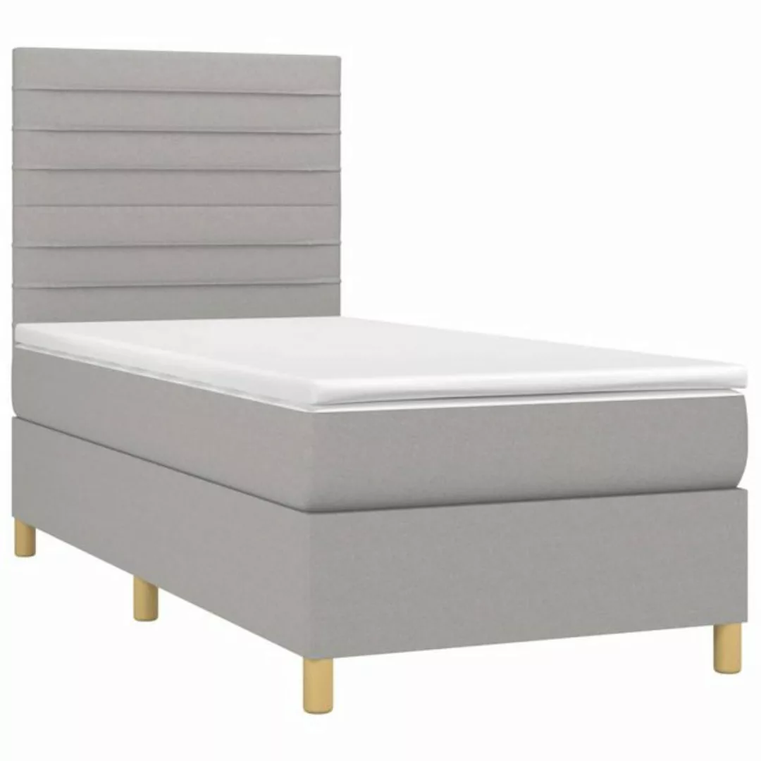 vidaXL Boxspringbett (90 x 190 cm, Streifen Horizontal, Hellgrau), mit LED günstig online kaufen