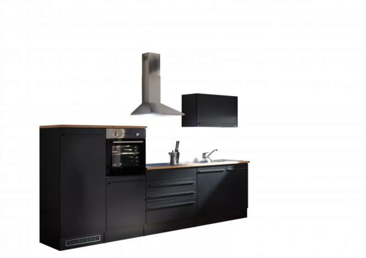 Küchenblock 320cm ohne E-Geräte JAZZ-4 von Bega Schwarz matt günstig online kaufen