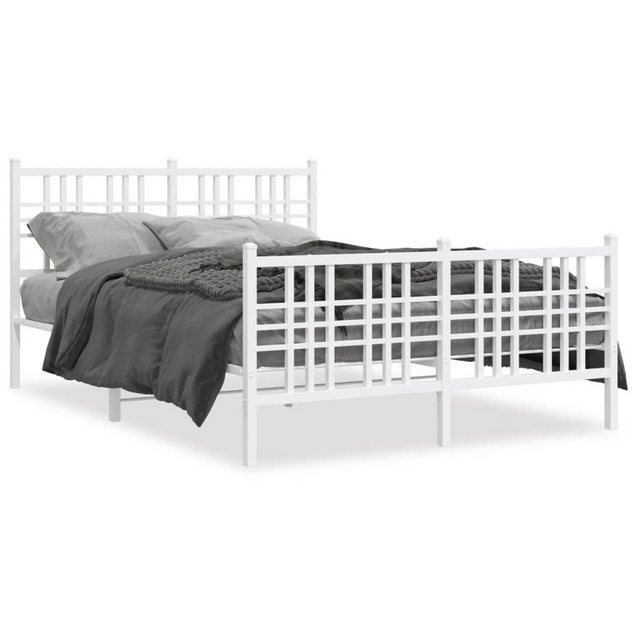 vidaXL Bett Bettgestell mit Kopf- und Fußteil Metall Weiß 120x200 cm günstig online kaufen