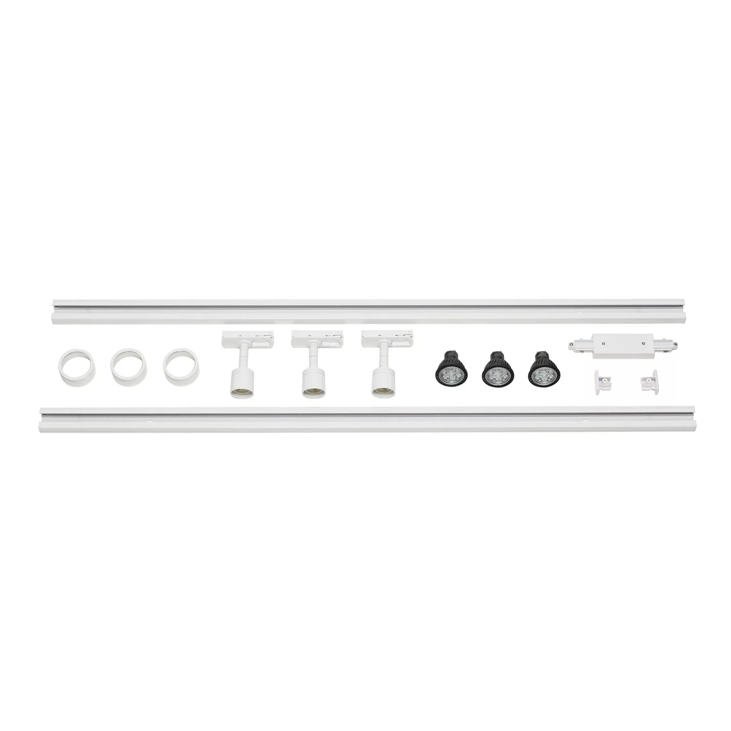 1-Phasen Schienensystem, Aufbauschiene, Starter-Set, 3 Spots, weiß, 2x 1m günstig online kaufen