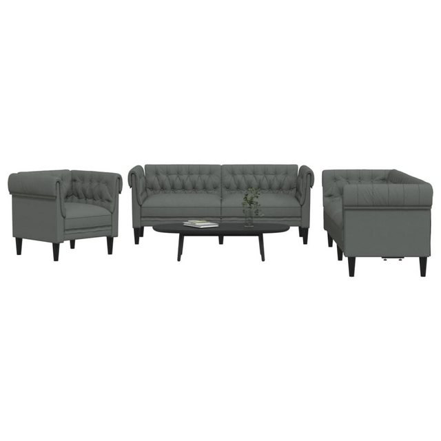 vidaXL Sofa 3-tlg. Sofagarnitur Dunkelgrau Stoff günstig online kaufen