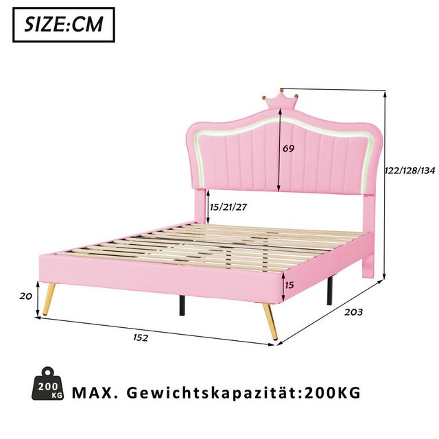 DOPWii Kinderbett Polsterbett 140x200cm,Kronen-Doppelbettgestell aus PU-Led günstig online kaufen