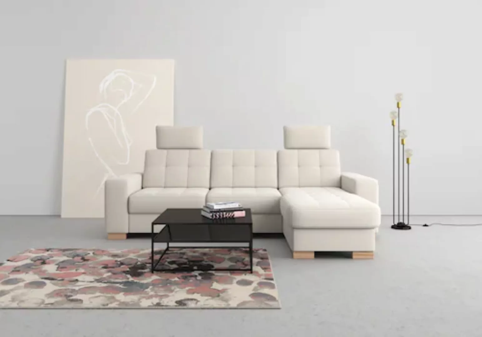 sit&more Ecksofa »Quincy L-Form«, wahlweise mit Bettfunktion und Bettkasten günstig online kaufen