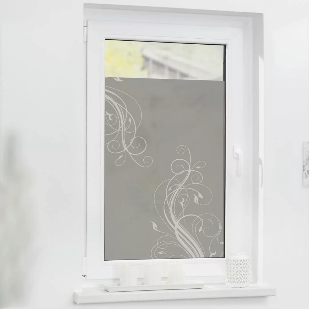 LICHTBLICK Fensterfolie Floral grau weiß B/L: ca. 100x130 cm günstig online kaufen