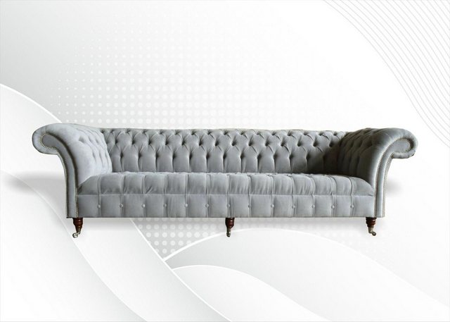 Xlmoebel Sofa Neues 4-Sitzer-Sofa Couch Chesterfield in Grau, 265 cm, mit P günstig online kaufen