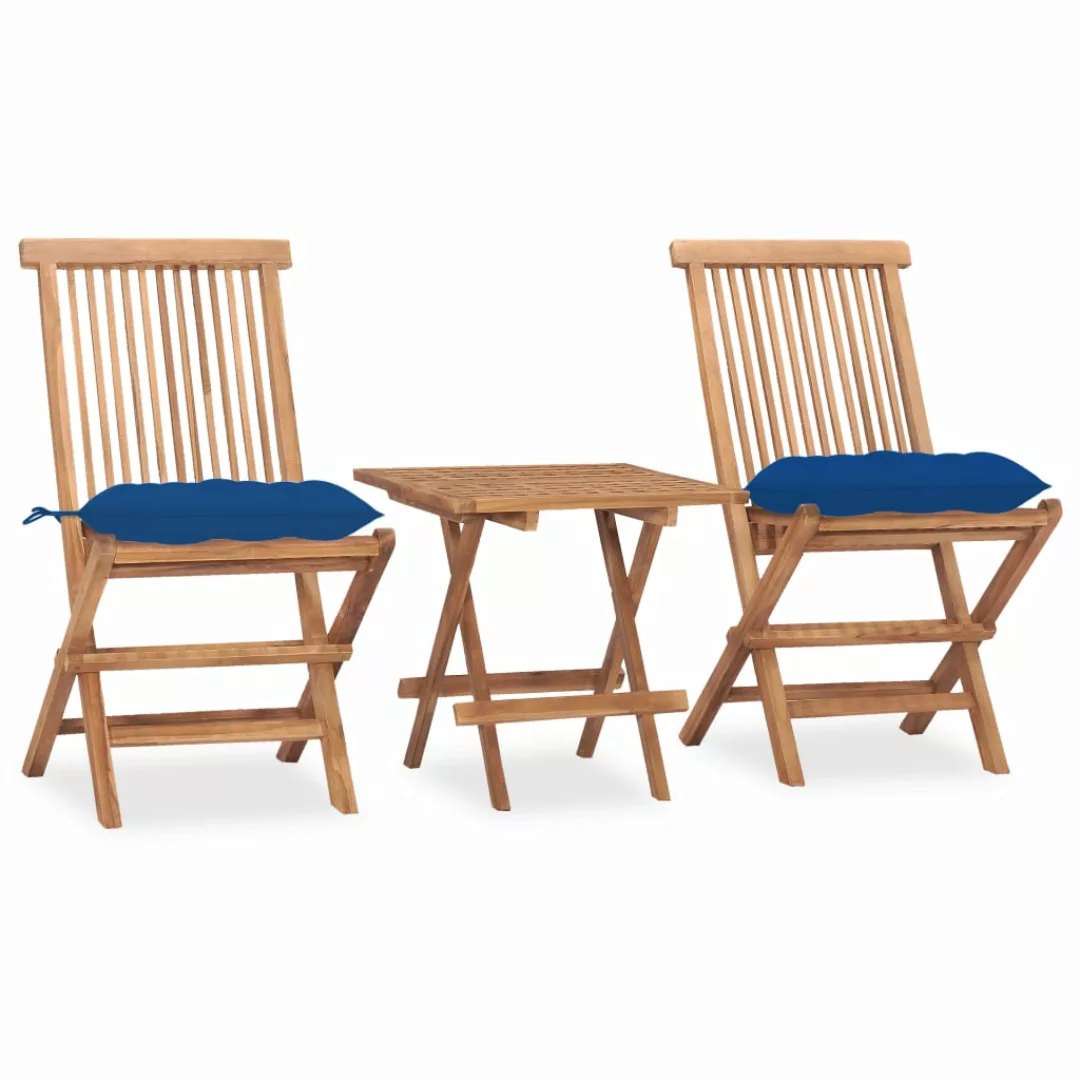 3-tlg. Garten-essgruppe Mit Kissen Klappbar Massivholz Teak günstig online kaufen