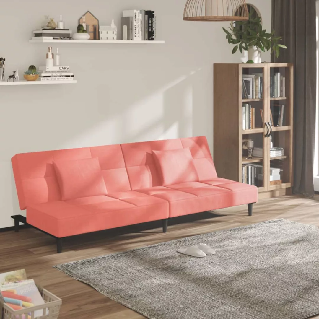 Vidaxl Schlafsofa 2-sitzer Mit 2 Kissen Rosa Samt günstig online kaufen