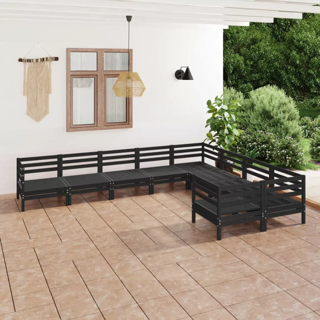 9-tlg. Garten-lounge-set Schwarz Massivholz Kiefer günstig online kaufen