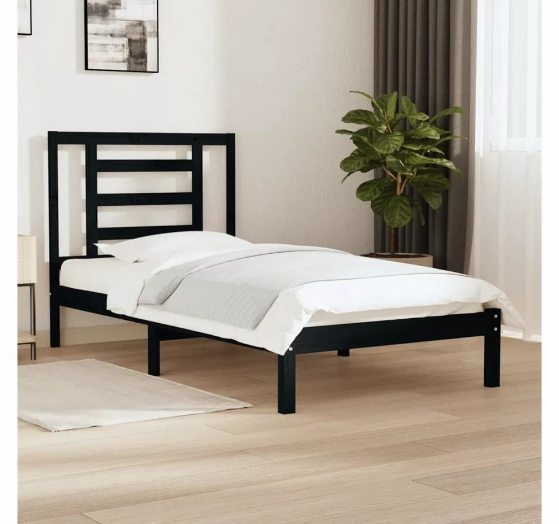 furnicato Bett Massivholzbett Schwarz Kiefer 100x200 cm günstig online kaufen