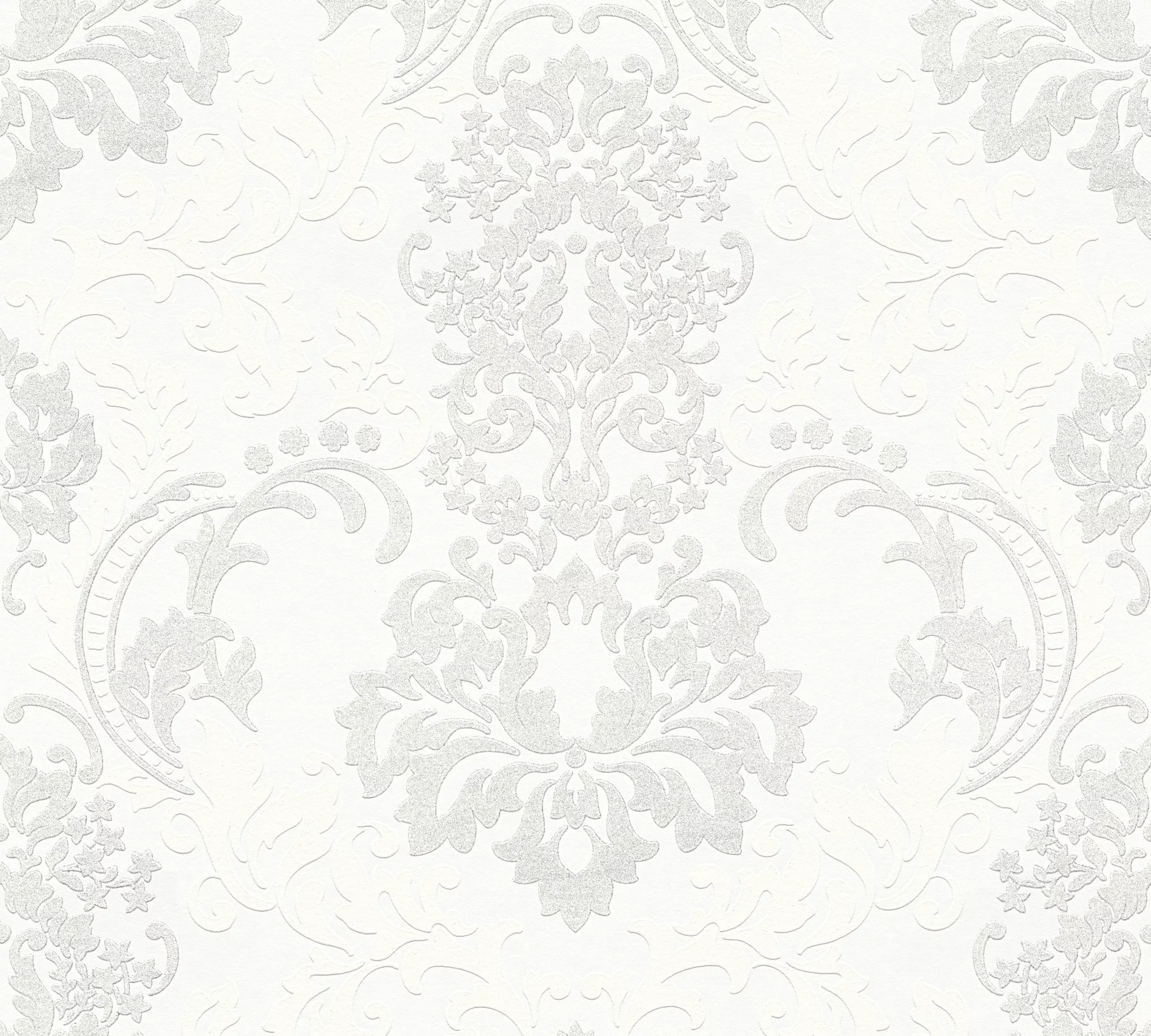 Bricoflor Ornament Tapete mit Glitzer Barock Vliestapete in Weiß Grau Elega günstig online kaufen